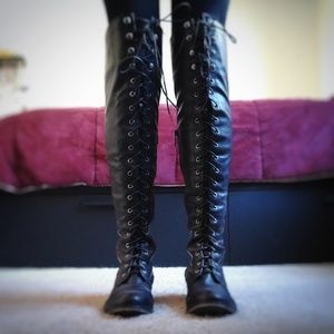 Breckelle Women's Over the Knee Combat boots